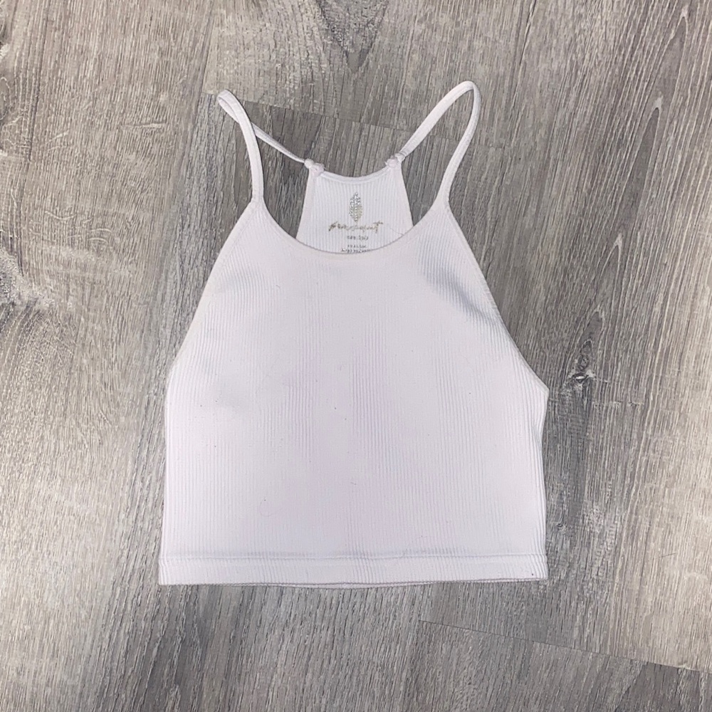 Free People Cream Ribbed Tank Top